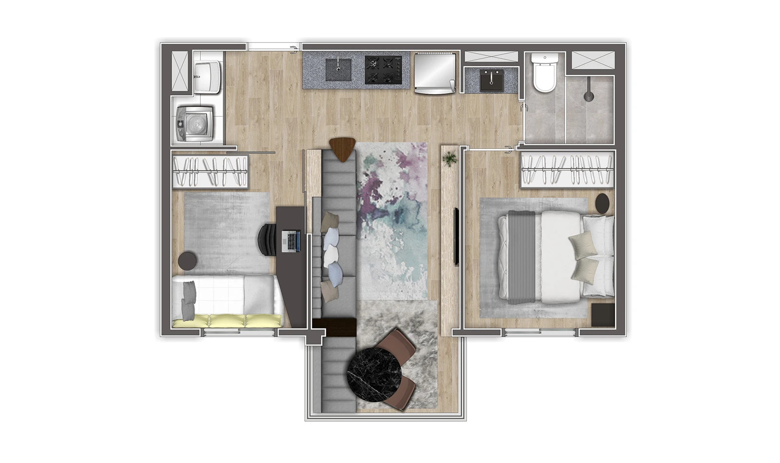 Planta 2 Dorms com Varanda